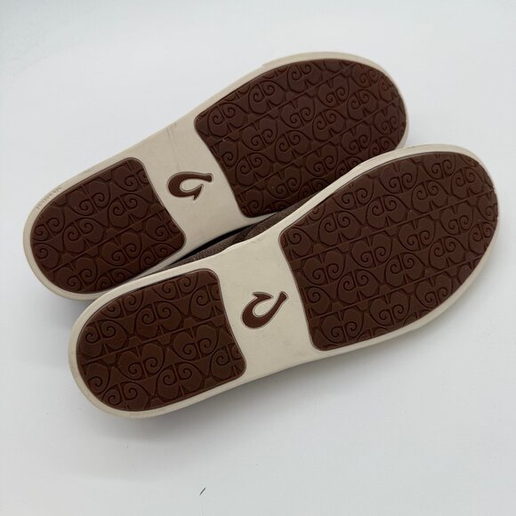 NWOT Olukai Pehuea Leather Womens 11 Brown Suede Snake Print Slip-On Sneakers - Picture 3 of 8